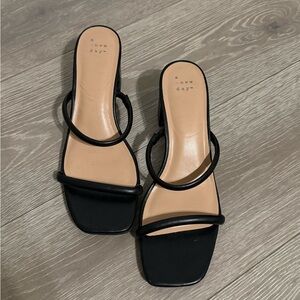 A New Day Black Strappy Heels- comfortable